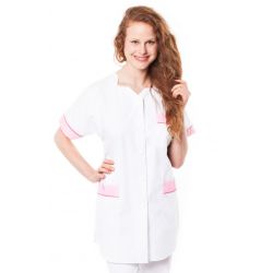 Tunique médicale femme tivry blanc/rose