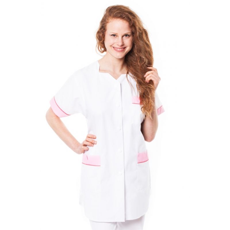 Tunique médicale femme tivry blanc/rose