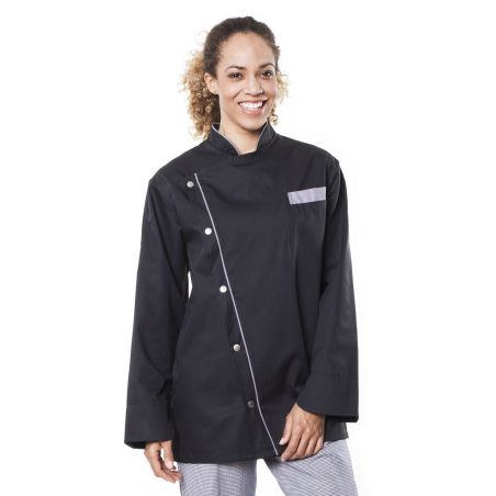 Veste de cuisine mixte trizi noir manches longues